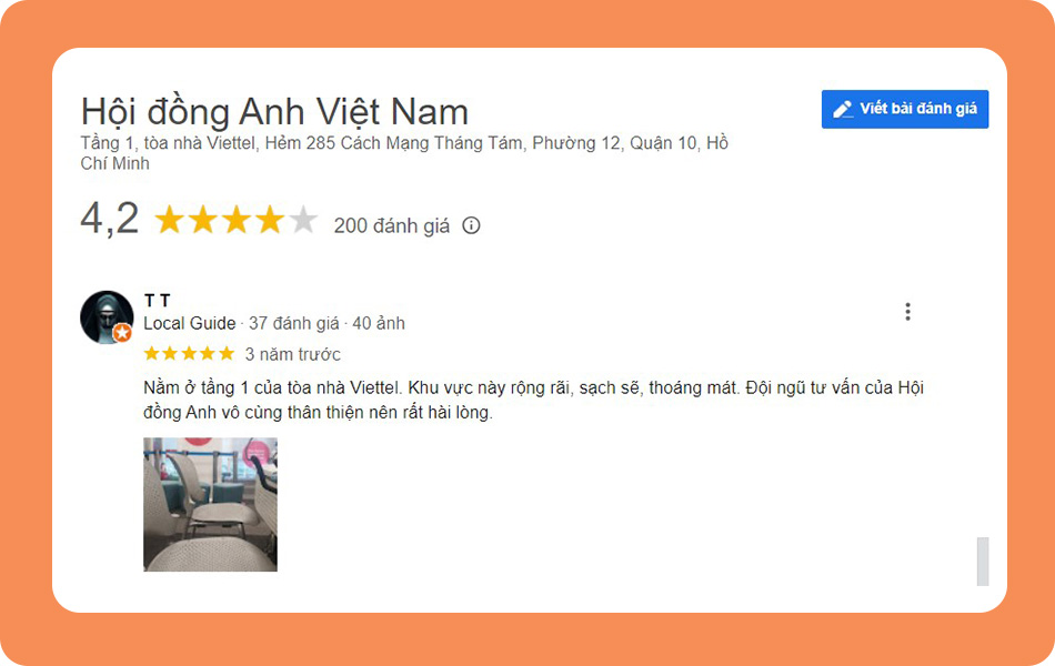 Review trung tâm Hội Đồng Anh - Ảnh: Google Review