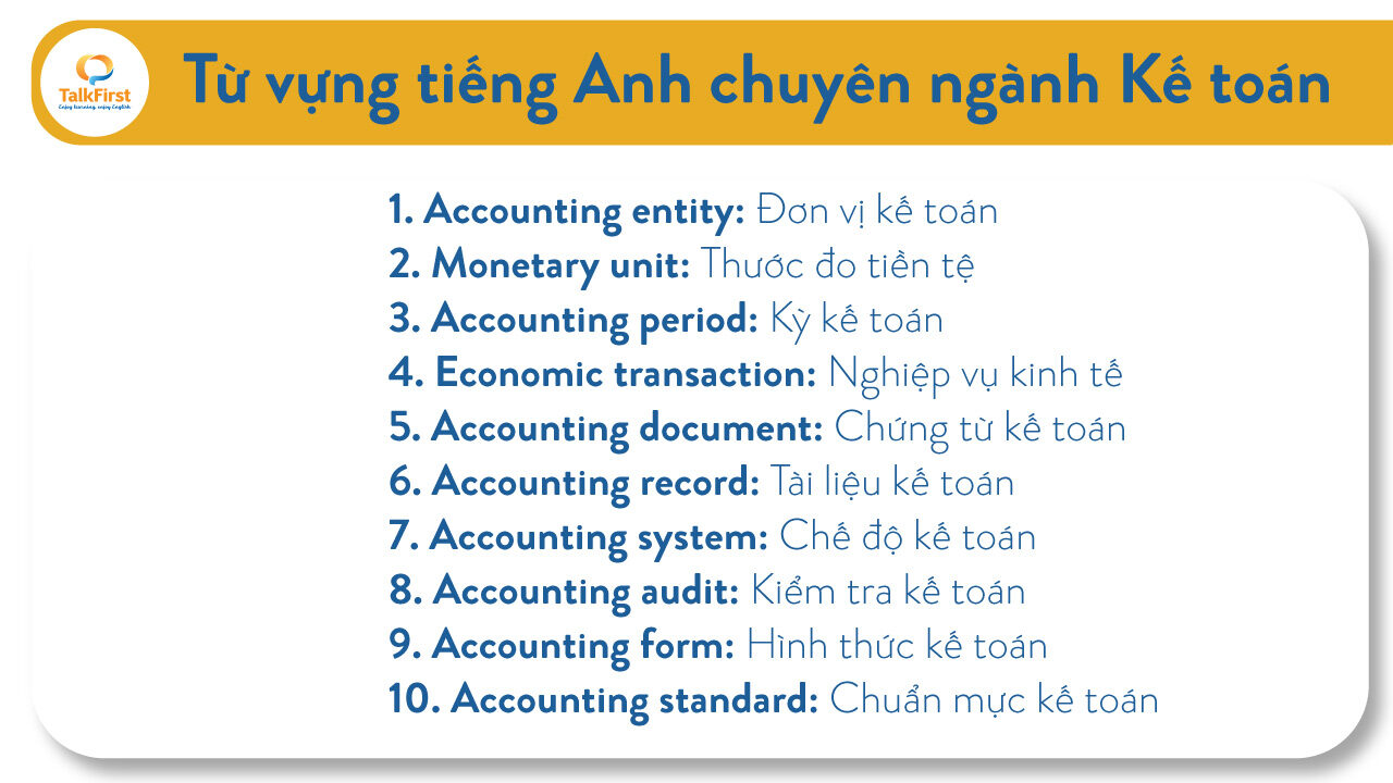 Từ Vựng và Nghiệp Vụ Kế Toán Bằng Tiếng Anh