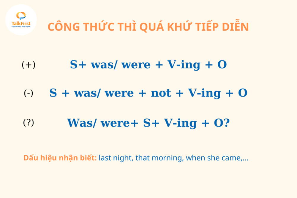 Công thức thì quá khứ tiếp diễn