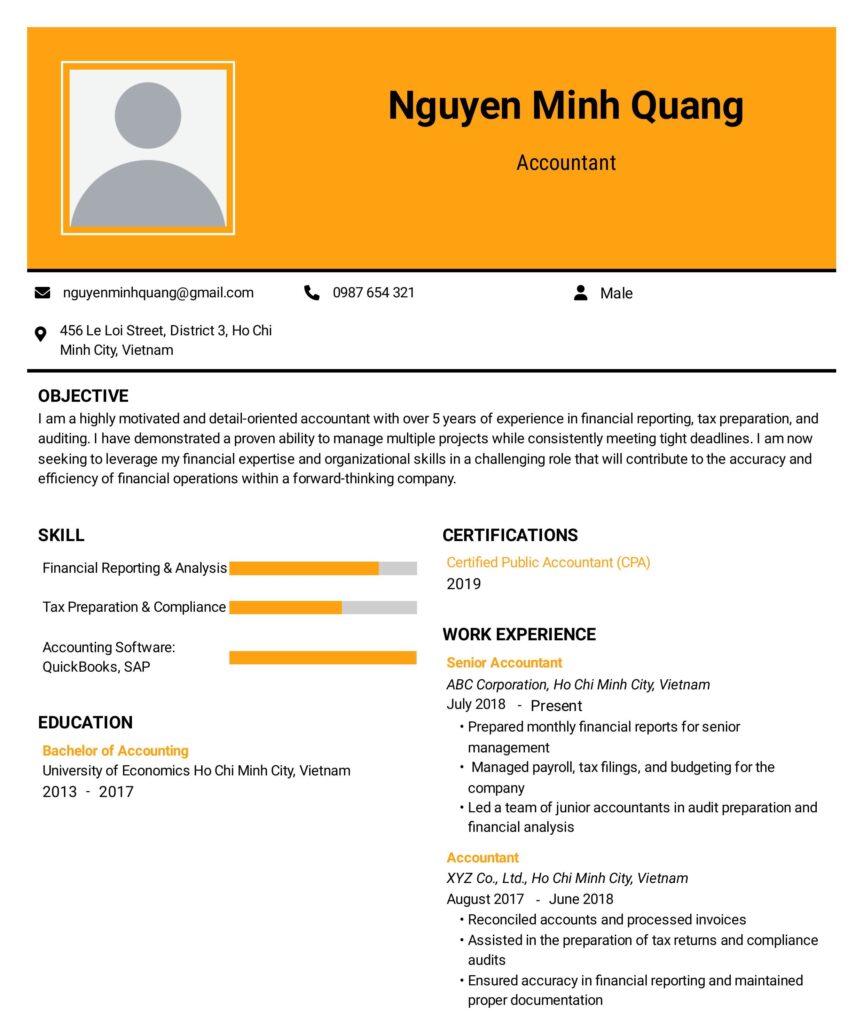 Mẫu CV tiếng Anh xin việc chuyên nghiệp