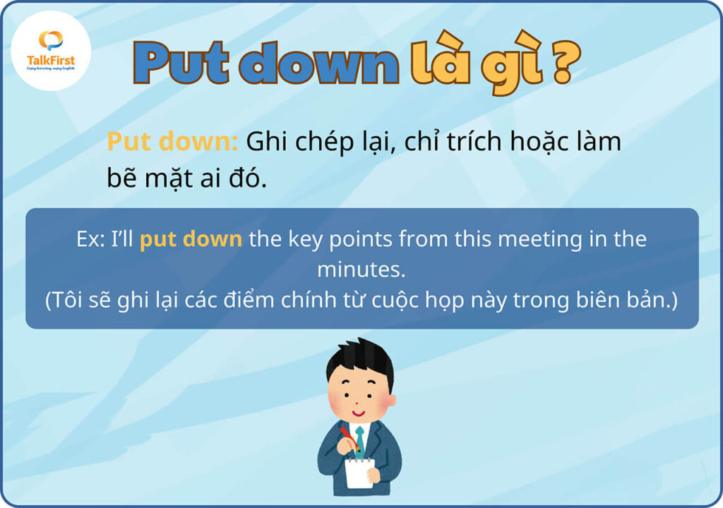 Phrasal verb put down