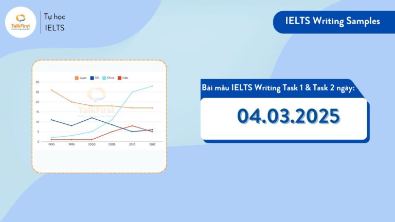 Bài mẫu IELTS Writing Task 1 và Task 2 ngày 04.03.2025